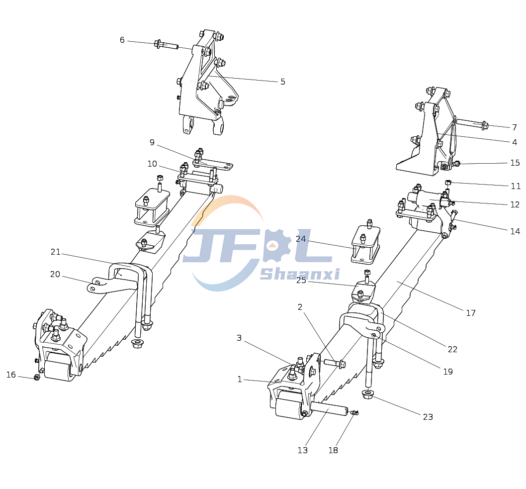 Howo Vorder- und Hinterradaufh&auml;ngungssystem AC97255200363 HOWO6X4 Vorderradaufh&auml;ngung f&uuml;r Betonmischer